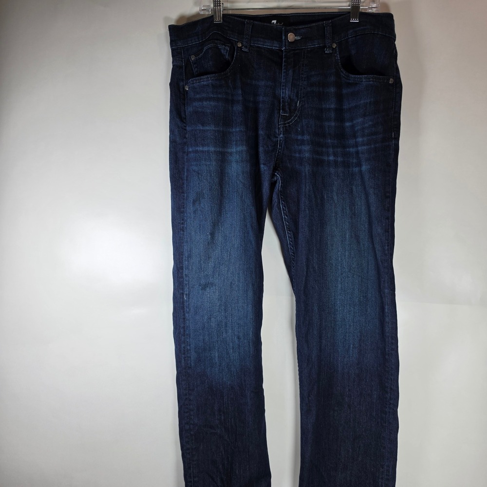 7 For All Mankind Mens Straight Leg Jeans Dark Wash Indigo Blue Size  36